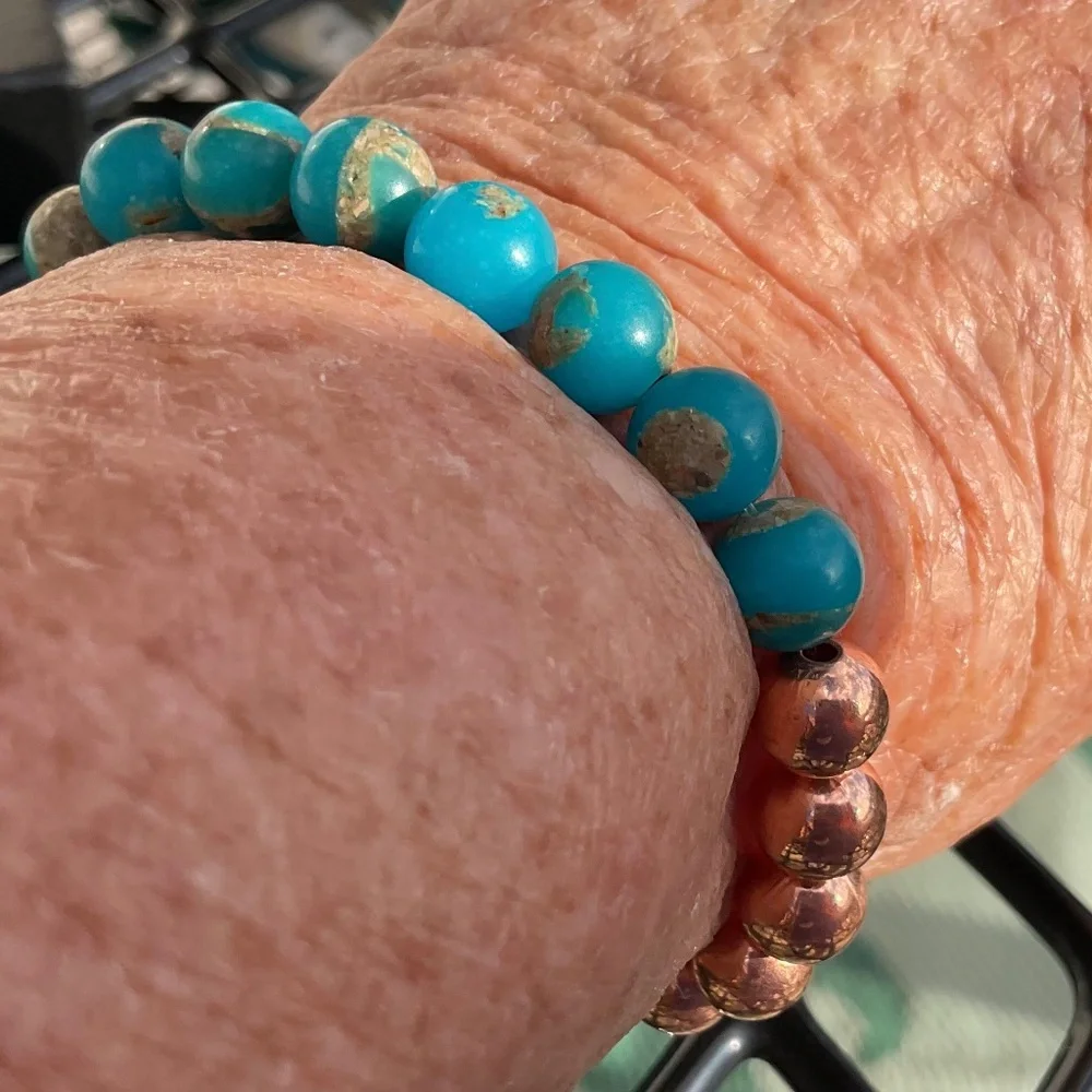Artisan made Bracelet Copper and Turquoise Beads New - Picture 5 of 8